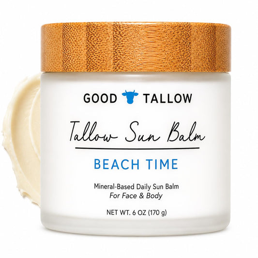 Mineral Tallow Sun Balm for Sun-Exposed Skin – Non-Nano Zinc Oxide with Grass-Fed Tallow – Daily Moisture Barrier Support – 6 oz
